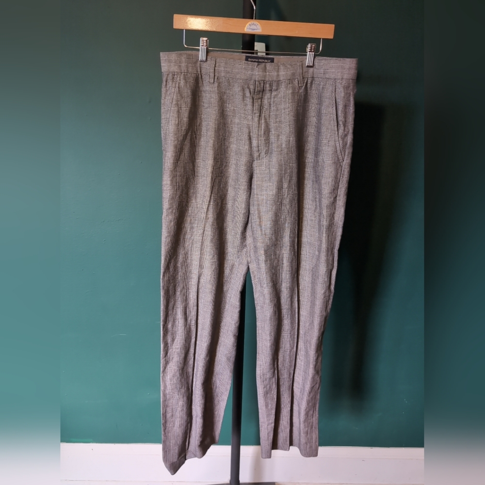 Men's Banana Republic Gray Linen Blend Dress Pant, Size 34x32